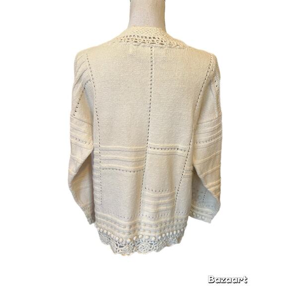 Rebecca & Company Ivory Long Sleeve Sweater Eyelet And Embroidered Design Size L - Picture 5 of 7